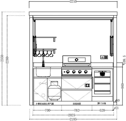 Outdoor Kitchen Set for Catering & Hospitality, Fully Equipped with BBQ Grill, Fridge, Side Burner, Sink, Locking Drawers, Large Prep Space– Prefab Modular Kit for Backyard, Balcony, Rooftop