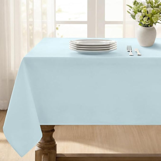 Softalker Rectangle Tablecloth, Waterproof Table Cloths Wrinkle Free Fabric Washable Polyester Table Cover for Dining Tables Party Outdoor Camping Parties Buffet - 60 x 84 inch, Baby Blue