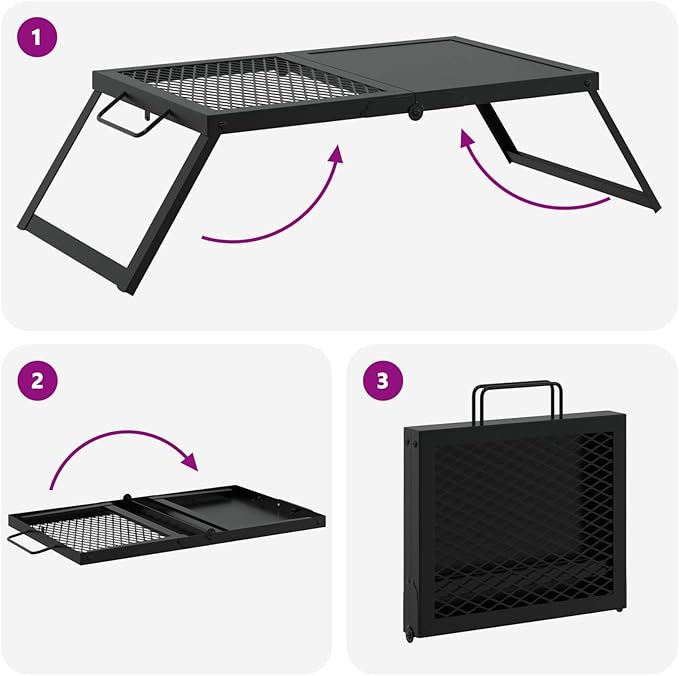 Foldable Camping Grill, Alloy Steel Folding Charcoal Grill Black, Compact Outdoor BBQ for Garden Balcony Backyard, Rust Resistant, 12.40 x 10.43 x 1.57 in