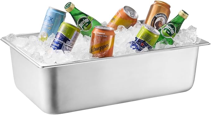 VEVOR Countertop Food Serving Display Container, 6 Pan Stainless Steel Food Serving Tray, Buffet Condiment Dispenser Display Rack with Clear Lid & 3 Freezer Boxes, for Restaurant Hotel Kitchen Party