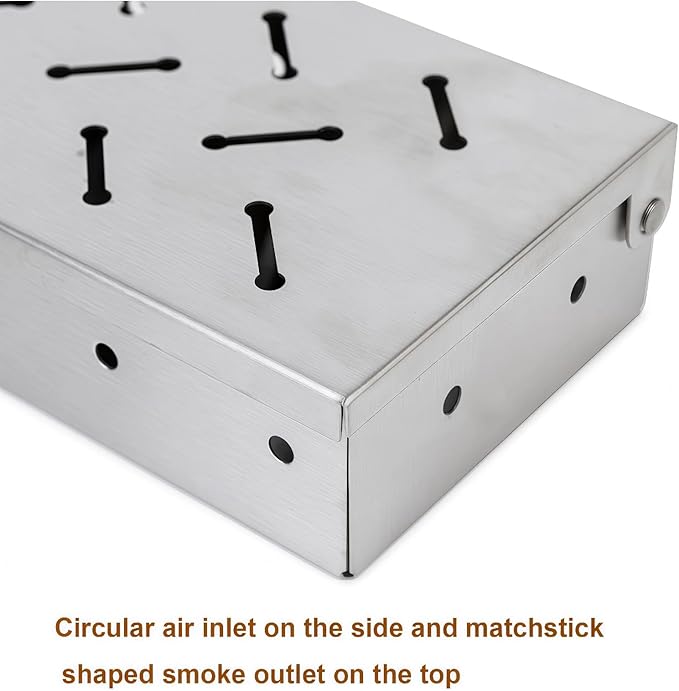 Smoker Box for Gas Grill,Wood Chip Stainless Steel Pellet Smoke Box for All Grills Oven,Hinged Lid, Heavy Duty BBQ Accessories Party Gift for Dad Men Barbecue Outdoor