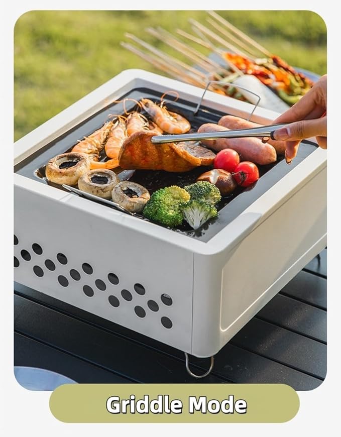 Barbecue Stove Barbecue Grill Tools BBQ Grill Charcoal Grill Square Tabletop Portable Lightweight or Camping Backyard Picnic Beach Trips (Pearl white,A1)