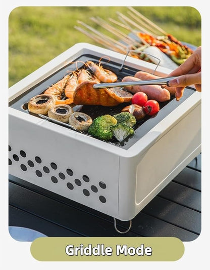 Barbecue Stove Barbecue Grill Tools BBQ Grill Charcoal Grill Square Tabletop Portable Lightweight or Camping Backyard Picnic Beach Trips (Pearl white,A1)