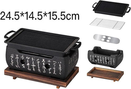 Tabletop Charcoal Barbecue Stove Charcoal BBQ Grill with Removable Nonstick Enamel Baking Pan Excellent Vent System for Indoor and Outdoor Picnic Camping Patio Backyard Cooking(C)