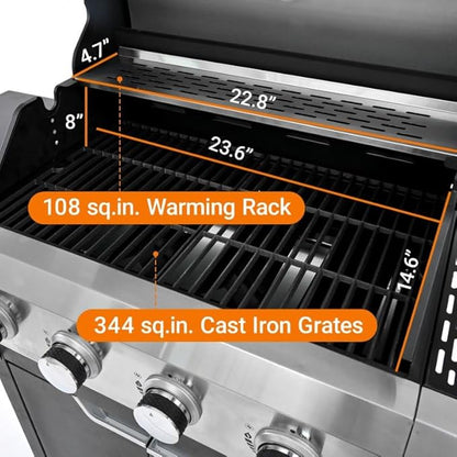Endark 51,000 BTU 4-Burner Propane Gas Grill with Side Burner – Upgraded BBQ for Camping, Outdoor Cooking & Gatherings