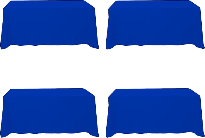 BRILLMAX 4 Pack Royal Blue Tablecloths 90x132 Inch for 6ft Rectangle Tables | 150 GSM Polyester Fabric, Floor Length Drop, Water, Stain & Wrinkle Resistant Cloth Cover for Wedding Reception Banquet Party