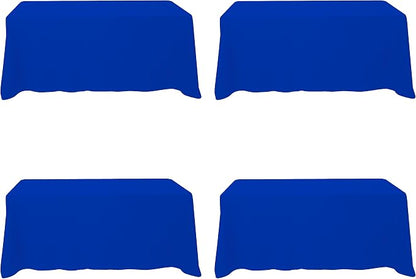 BRILLMAX 4 Pack Royal Blue Tablecloths 90x132 Inch for 6ft Rectangle Tables | 150 GSM Polyester Fabric, Floor Length Drop, Water, Stain & Wrinkle Resistant Cloth Cover for Wedding Reception Banquet Party