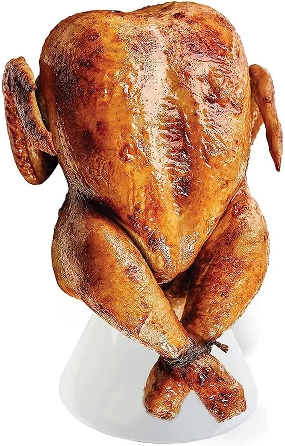 Plutreas Ceramic Chicken Roaster Rack Beer Can Chicken Stand Vertical Poultry Chicken Cooking BBQ Accessories (1 Pcs)