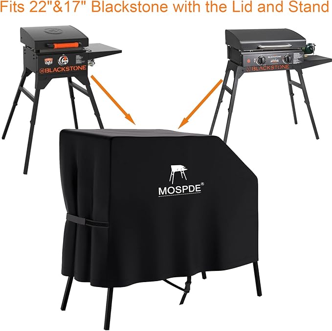 Griddle Cover Fits for Blackstone 22 Inch 17 Inch Griddle with Hood and Stand, Waterproof Grill Cover for Blackstone 22" 17" Griddle with The Lid and Stand, 600D Heavy Duty Water-Resistant