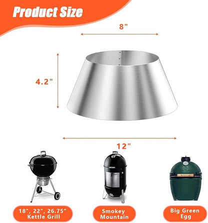 QuliMetal BBQ Whirlpool for Weber Kettle 22 26.75 Inches WSM, Big Green Egg, Kamado Joe, Weber Smokey Mountain Charcoal Briquet Holders, Stainless Steel BBQ Kettle Barbecue Charcoal Grill Accessories