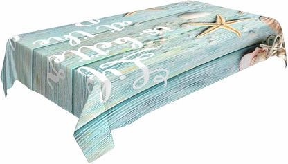 TKS MITLAN Tablecloth Life is Better is The Beach Table Cloth Rectangle Table 60 x 84 Inch Summer Sand Sea Shells Starfishes Kitchen Decorations for Home Dinner Party