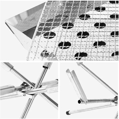 Outdoor Multi-Function Barbecue Grill, Stainless Steel Charcoal Portable Camping Charcoal Barbecue Grill Compact Barbecue Travel, Picnic Suitable for 2-4 People (36 * 32Cm)