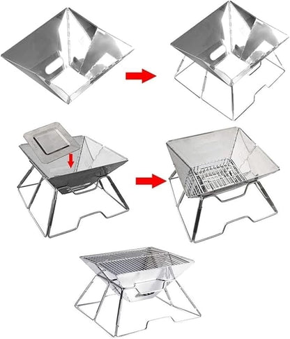 Charcoal Grill Outdoor Stainless Steel Barbecue Grill Charcoal Grill Portable Foldable for Camping BBQ Grill