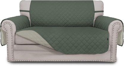 Easy-Going Reversible Couch Cover, 2 Cushion Sofa, Greyish Green/Beige | Loveseat, Slipcover For Dogs, Water Resistant Furniture Mat, Living Room, Non-Slip Sofa Cover, Pet Friendly