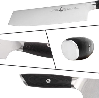 TUO Kiritsuke Chef Knife - 8.5 inch Japanese Kiritsuke Knife - German HC Steel with Pakkawood Handle - FALCON SERIES with Gift Box, Black