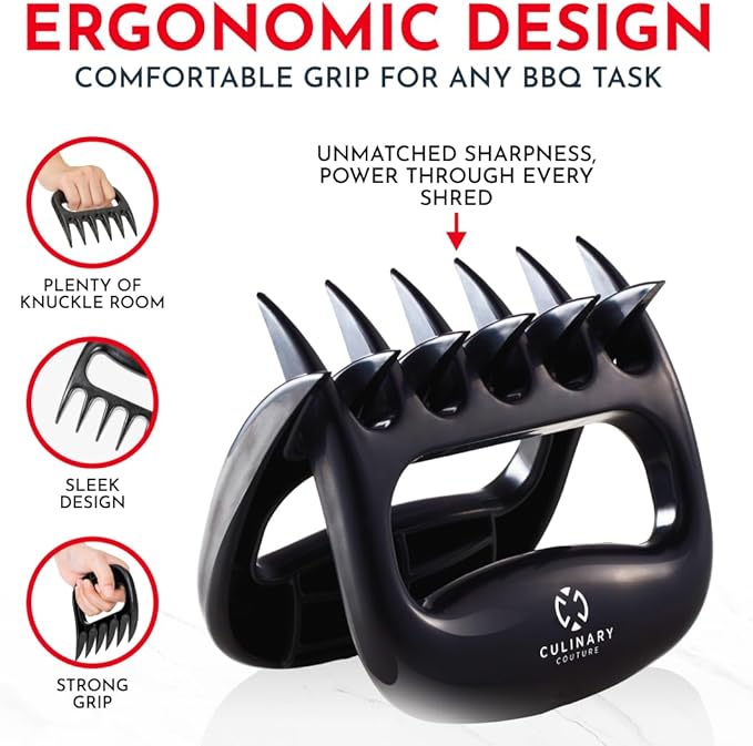 Meat Shredder Claws – Bear Claws Meat Shredder for Pulled Pork, Chicken and Beef, Heat Resistant Plastic Meat-Claws for Shredding, Ergonomic Grip, Dishwasher Safe BBQ Tool