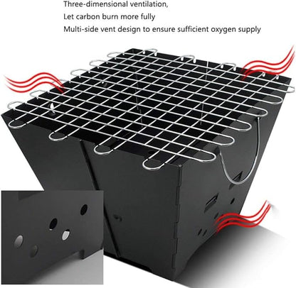 IRYZE Portable Charcoal Grill Square Folding Barbecue Grill Outdoor Compact Lightweight BBQ Grill Party Dinner Charcoal Grill BBQ Grill for Outdoor