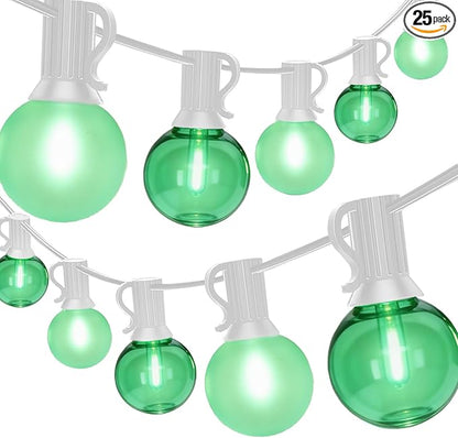 50FT G40 LED Outdoor Globe String Lights, St. Patrick's Day Decorations Lights Outdoor with 27 Shatterproof Green Bulbs, Hanging Globe Patio Lights Waterproof for Outside Party Wedding Porch Backyard