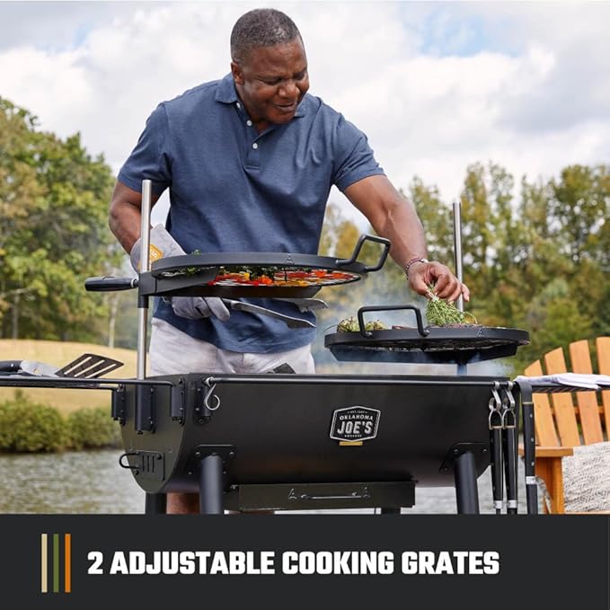 Oklahoma Joe's Firecraft Series Modular Open Fire Barrel Charcoal Grill with 480 sq. in. Cooking Area in Black & Custom-Fit Cover Bundle