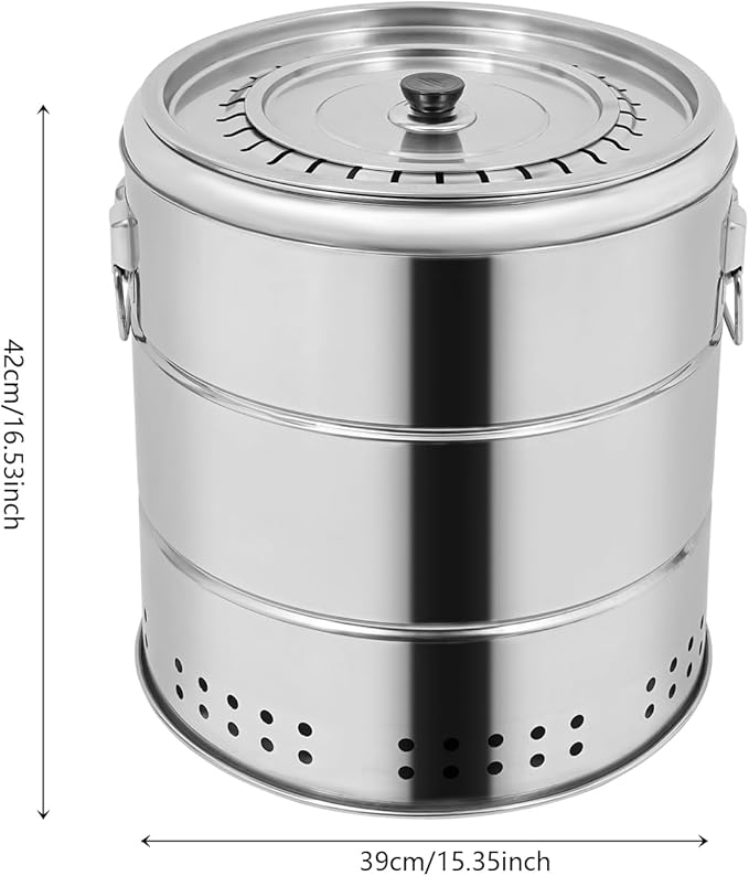 Barbecue Charcoal Barrel Grill, Large Portable Charcoal Grills Barrel 360° Smokeless Outdoor, Stainless Steel Surround Kebab Grill with 22/30 Skewer BBQ Grill Cooking Grate for Party (30* Skewers)