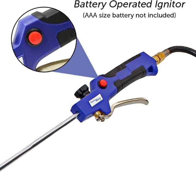 Flame King Propane Torch Kit Heavy Duty Weed Burner, 340,000 BTU with Battery Operated Igniter (Self Igniting), with 10-Ft Hose Regulator Assembly
