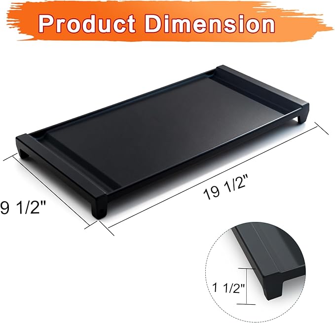 Upgraded Cast Iron Griddle for GE Gas Stove, WB31X24738 Stove Top Griddle Replacement Parts, Compatible with GE JGSS66SEL3SS JGB700SEJ4SS Gas Range, Nonstick Flat Top Grill Pan for Cooking