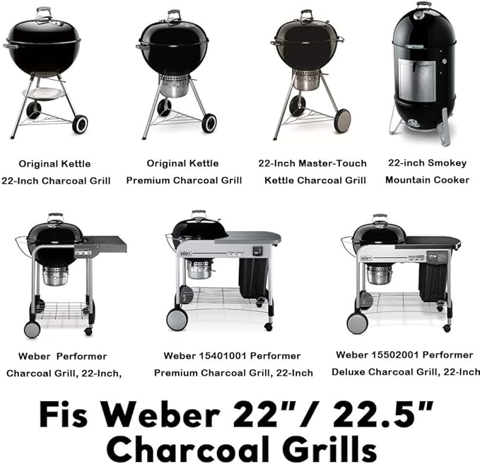 Uniflasy 7436 Upper Cooking Grate, 85041 Lower Grate, 63014 Charcoal Grate for Weber Charcoal Grill 22 Inch Smokey Mountain Cooker, 22" Charcoal Smoker Parts, 2 Cooking Grate and 1 Charcoal Grate