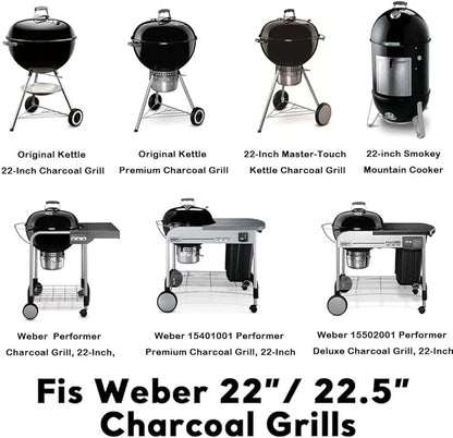 Uniflasy 7436 Upper Cooking Grate, 85041 Lower Grate, 63014 Charcoal Grate for Weber Charcoal Grill 22 Inch Smokey Mountain Cooker, 22" Charcoal Smoker Parts, 2 Cooking Grate and 1 Charcoal Grate