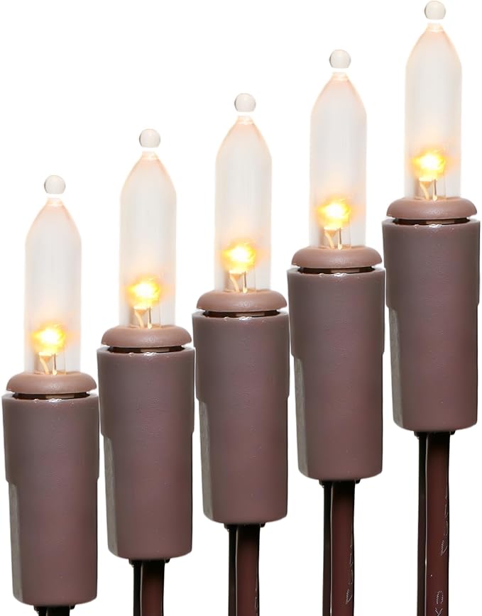 LUCKY SHINE 150 LED Warm White Christmas Lights, Commercial Grade Decorative Lighting String Brown Wire 50 FT, for Indoor Outdoor Party, Garden, Patio