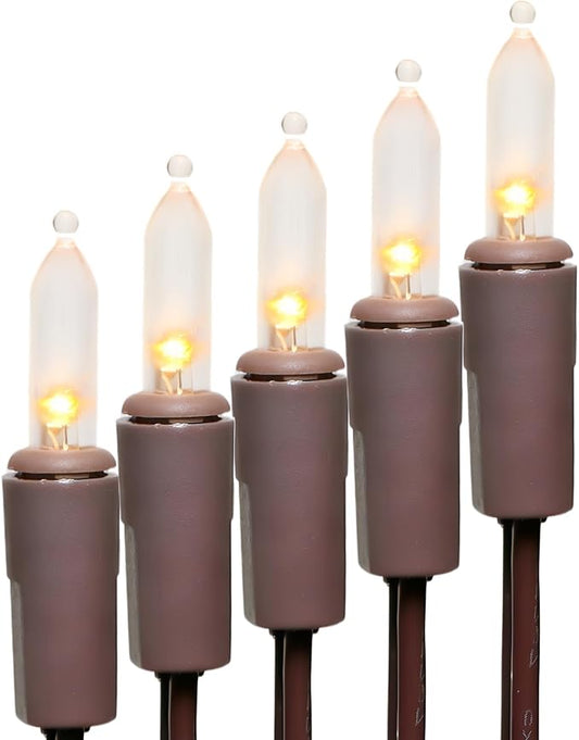 LUCKY SHINE 150 LED Warm White Christmas Lights, Commercial Grade Decorative Lighting String Brown Wire 50 FT, for Indoor Outdoor Party, Garden, Patio