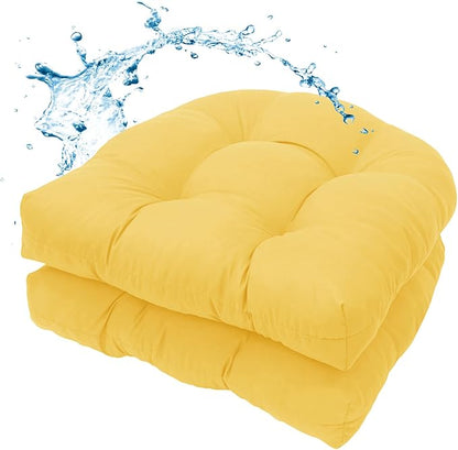 MTMR 2Pcs Outdoor Chair Cushions, Patio Furniture Seat Pads, Waterproof | 2Pcs , waterproof cover, PP cotton, u-shaped, no-fading, thick patio seat pads for outdoor wicker furniture in yard, 19x19x4