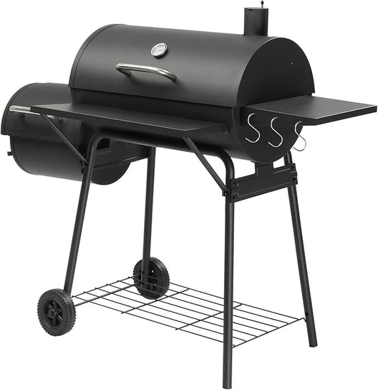 Vasitelan Charcoal BBQ Grills Outdoor,Spacious Barrel Barbecue Grill with Side Front Table,Premium BBQ Smoker Combo for Backyard Cooking Patio Grilling Tailgating Party Camping Picnic