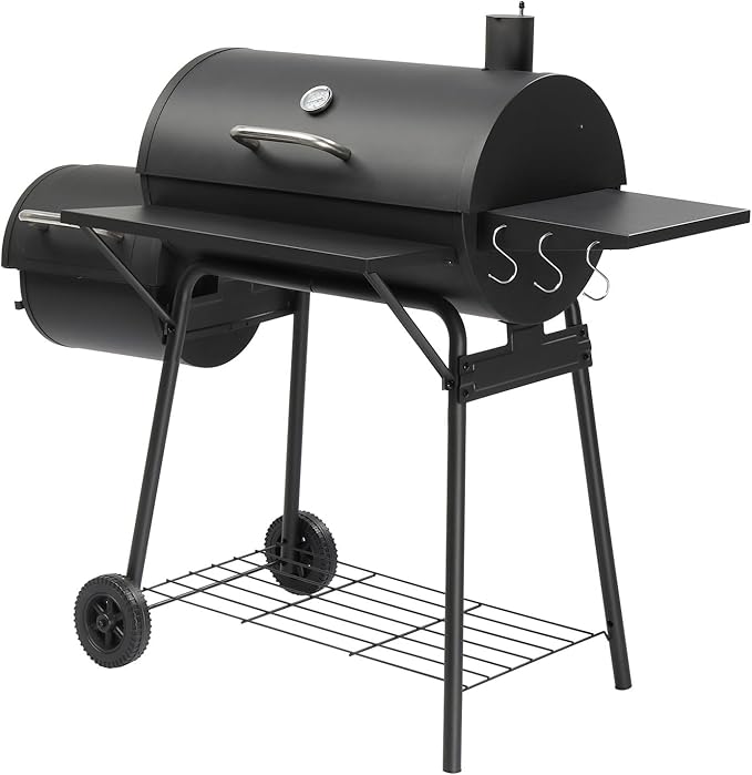 Charcoal BBQ Grills Outdoor,Spacious Barrel Barbecue Grill with Side Front Table,BBQ Smoker Grill for Backyard Cooking Patio Grilling Tailgating Party Camping Picnic
