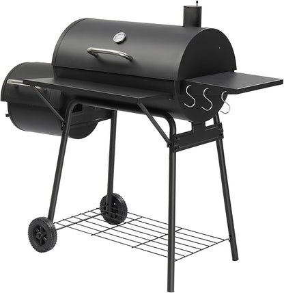 Charcoal BBQ Grills Outdoor,Spacious Barrel Barbecue Grill with Side Front Table,BBQ Smoker Grill for Backyard Cooking Patio Grilling Tailgating Party Camping Picnic