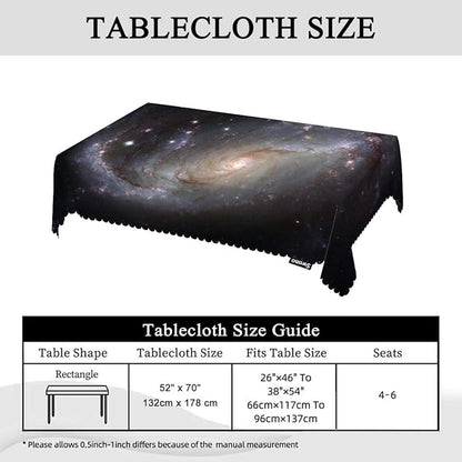Swono Galaxy Universe Rectangle Tablecloth Spiral Stars Galaxy Space Table Cloth Dining Table Cover for Home Kitchen Restaurant Party Buffet Picnic Wedding, 52x70 Inch