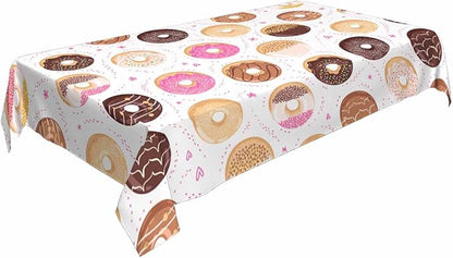 TKS MITLAN Donuts Tablecloth 60x84 Inch Rectangular Sweet Food Heart Shape Dots Chocolate Sauce Dessert Oblong Table Cloth Kitchen Table Decorations for Home Dinner Party