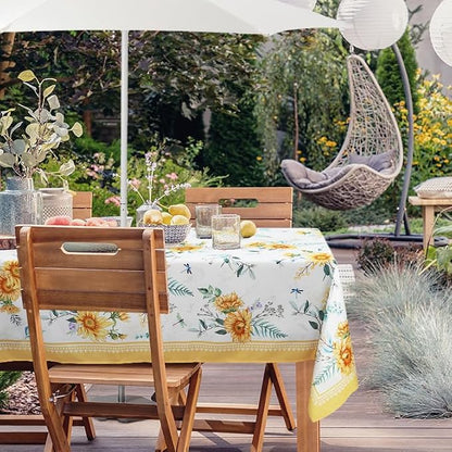 Outdoor Tablecloth with Umbrella Hole Lemon Print Outdoor Table Cover, Windproof & Easy Install Patio Tablecloth for Picnic, Garden, Backyard & Summer Parties 60 x 102 in