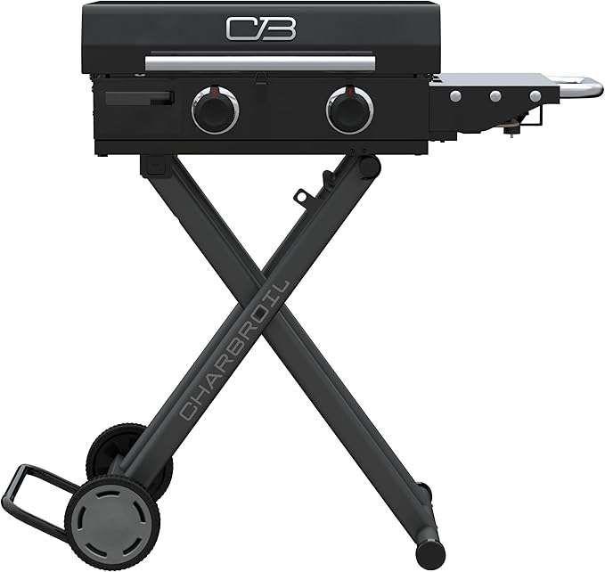 Charbroil 22" Performance Series Folding Cart 2-Burner Portable Propane Gas Griddle, Black - 463711223