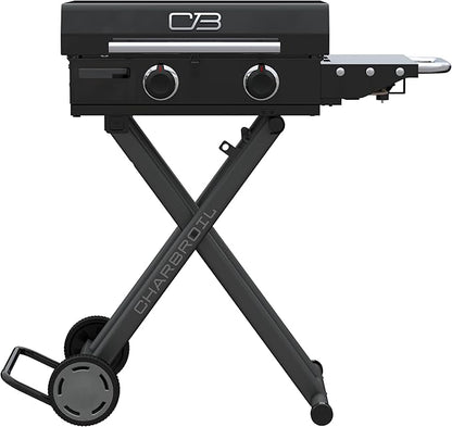 Charbroil 22" Performance Series Folding Cart 2-Burner Portable Propane Gas Griddle, Black - 463711223