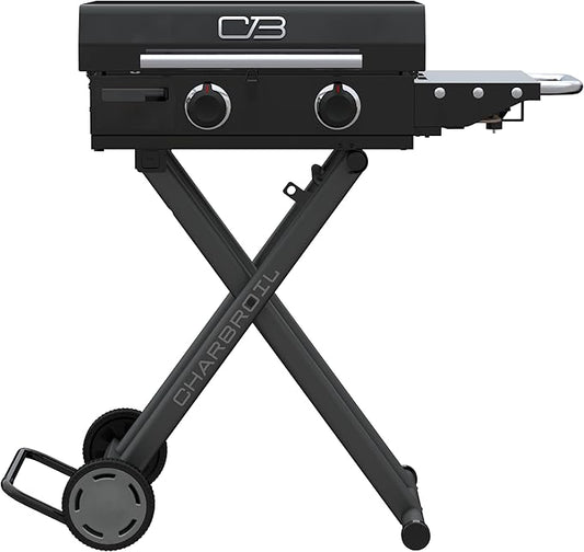 Charbroil 22" Performance Series Folding Cart 2-Burner Portable Propane Gas Griddle, Black - 463711223