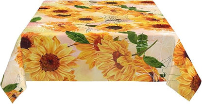 Decorative Rectangle Table Cloths Yellow Sunflower Watercolor Vintage Floral Tablecloth Table Cover for Dining/BBQ/Picnic/Coffee Table 52 X 70 Inches, Tbcth-014, GSRY-TB-HY0418-00134