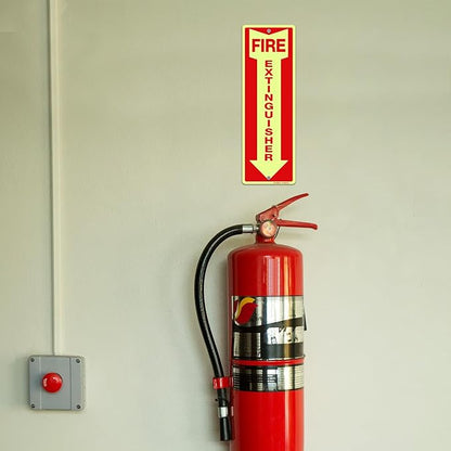 GicnKeuz Fire Extinguisher Sign,12×4 Inches Glow-In-The-Dark Aluminum Fire Extinguisher Signs with a Phosphorescent Film Layer,2 Pre-drilled holes,Easy to Install,Indoors and Outdoors Use (12-pack)