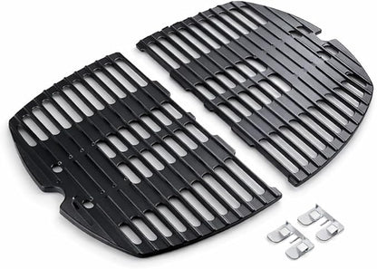 7644 Cast Iron Cooking Grates for Weber Q100/Q1000/Q120/Q1200/Q1400, 17 x 12.7 in Replacement Grill Grates for 516001, 516002, Baby Q Gas Grill, 2-Pack