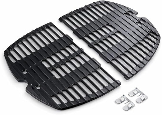 7644 Cast Iron Cooking Grates for Weber Q100/Q1000/Q120/Q1200/Q1400, 17 x 12.7 in Replacement Grill Grates for 516001, 516002, Baby Q Gas Grill, 2-Pack