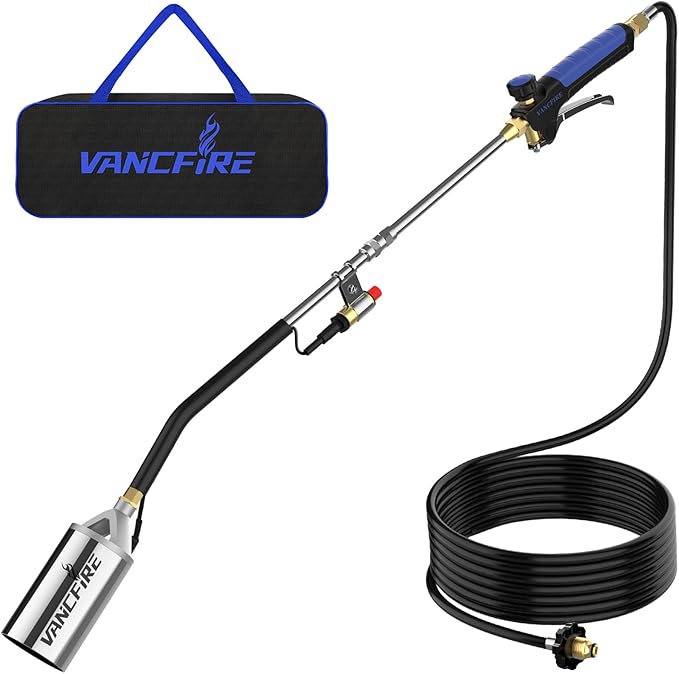 Propane Torch Weed Burner Kit,Heavy Duty Blow Torch with Storage Bag & 10FT Hose,Flamethrower with Turbo Trigger for Weeding,Roofing,Ice Snow Melting,BBQ(32.68")