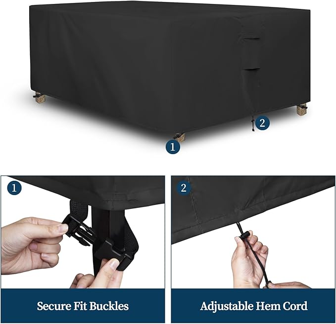Easy-Going Square Patio Furniture Cover Waterproof Outdoor Dining Table and Chair Cover Anti-UV Outside Sectional Sofa Set Covers (126"L x 126"W x 32"H, Black)