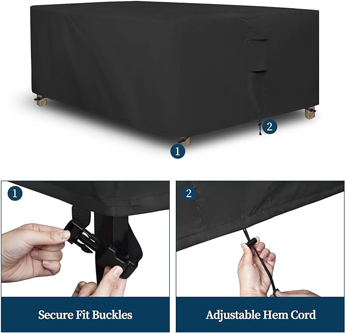 Easy-Going Square Patio Furniture Cover Waterproof Outdoor Dining Table and Chair Cover Anti-UV Outside Sectional Sofa Set Covers (84"L x 84"W x 28"H, Black)