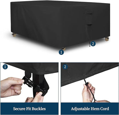 Easy-Going Square Patio Furniture Cover Waterproof Outdoor Dining Table and Chair Cover Anti-UV Outside Sectional Sofa Set Covers (84"L x 84"W x 28"H, Black)