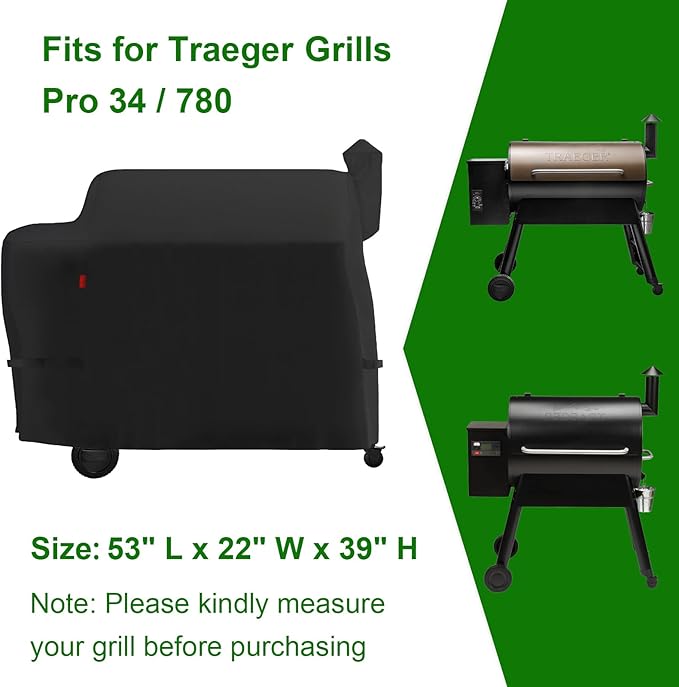 Outdoor Grill Cover Fits Traeger Pro 780 & Pro 34 (TFB86KLF, TFB34KLF) Electric Grill and Smoker,Compared to BAC504 BAC380 Traeger Cover Geny Waterproof BBQ Grill Cover