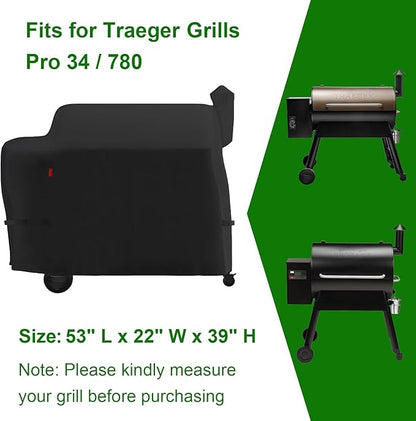 Outdoor Grill Cover Fits Traeger Pro 780 & Pro 34 (TFB86KLF, TFB34KLF) Electric Grill and Smoker,Compared to BAC504 BAC380 Traeger Cover Geny Waterproof BBQ Grill Cover